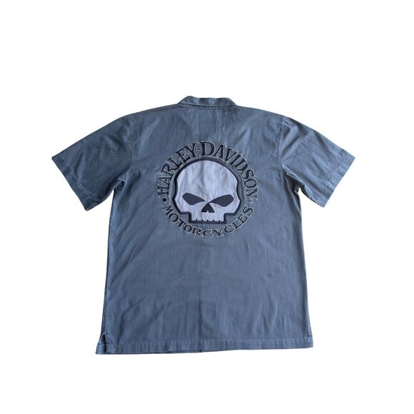 Harley-Davidson Mens Shirt M Gray Embroidered Skull Logo Short Sleeve Casual - Picture 7 of 7